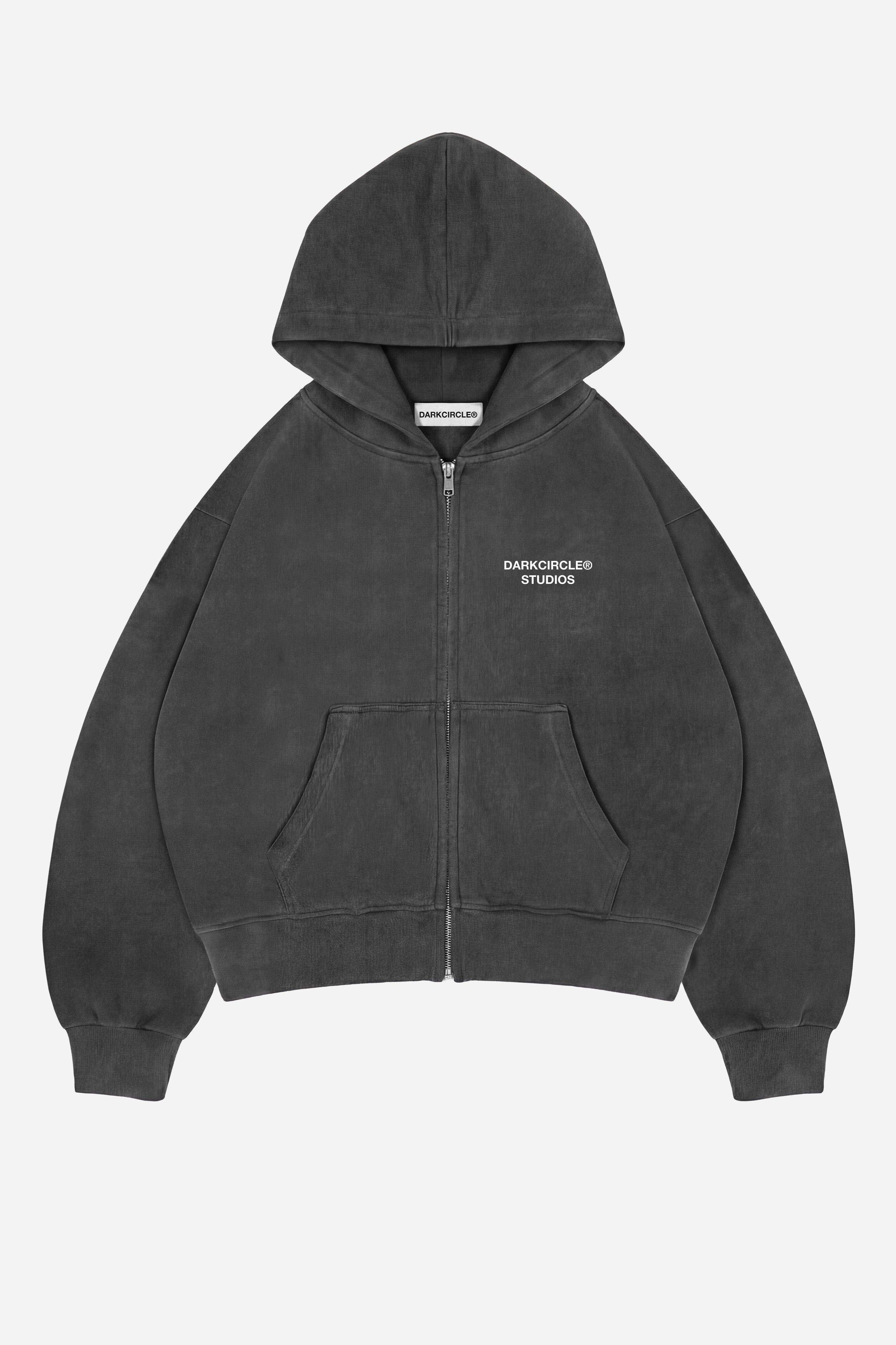Studio Zip Hoodie V2 - Washed Charcoal – DARKCIRCLE®