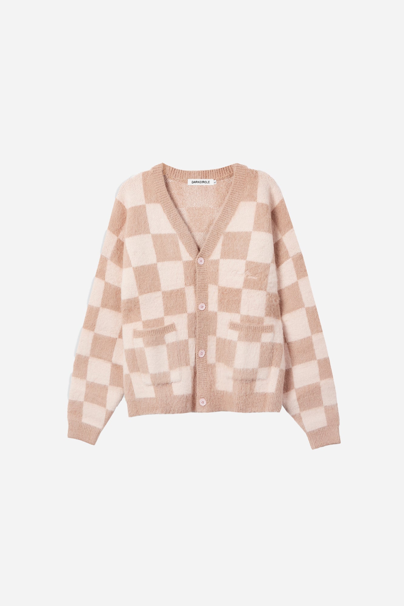 Checkers Mohair Cardigan - Nude