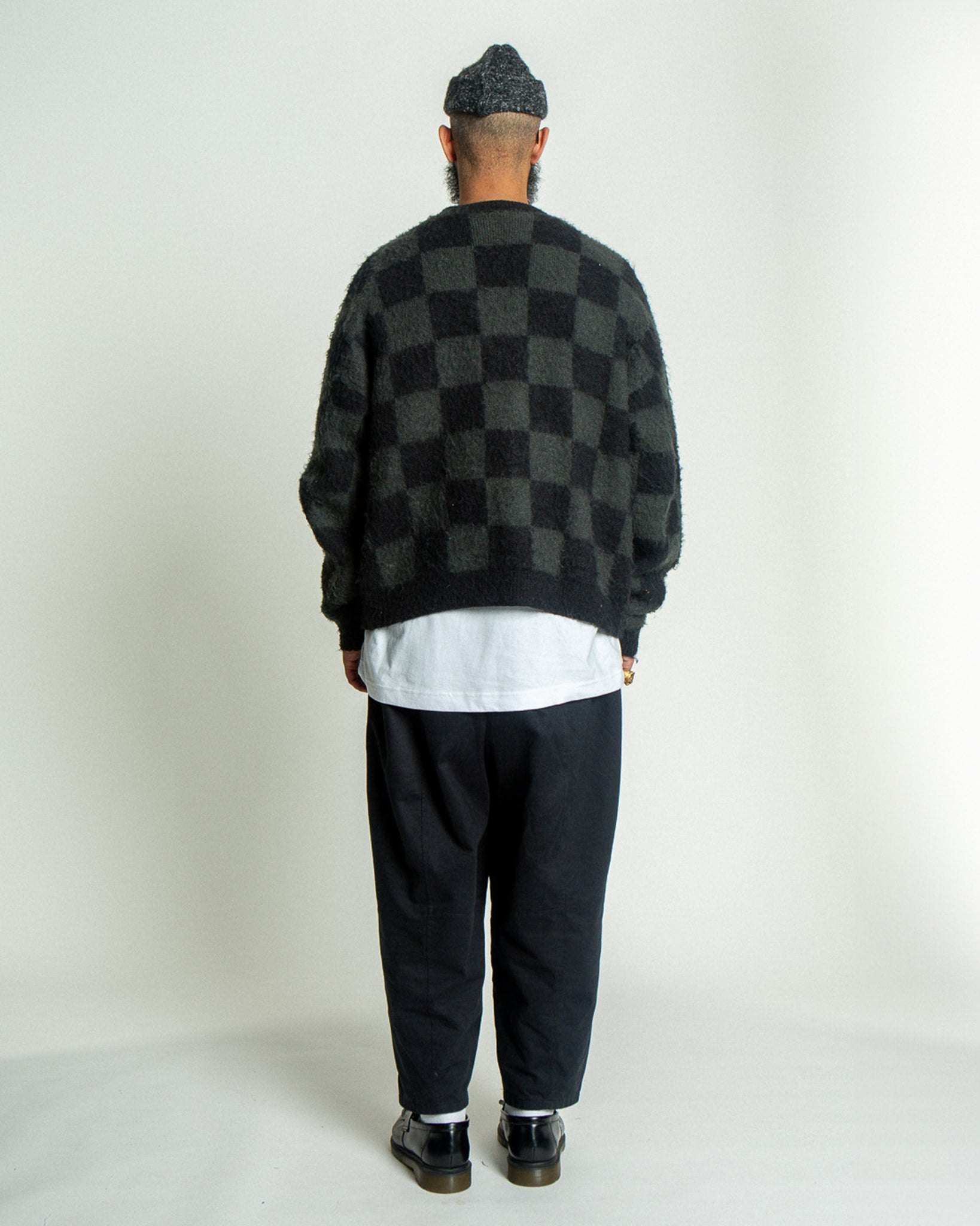 Checkers Mohair Cardigan - Black