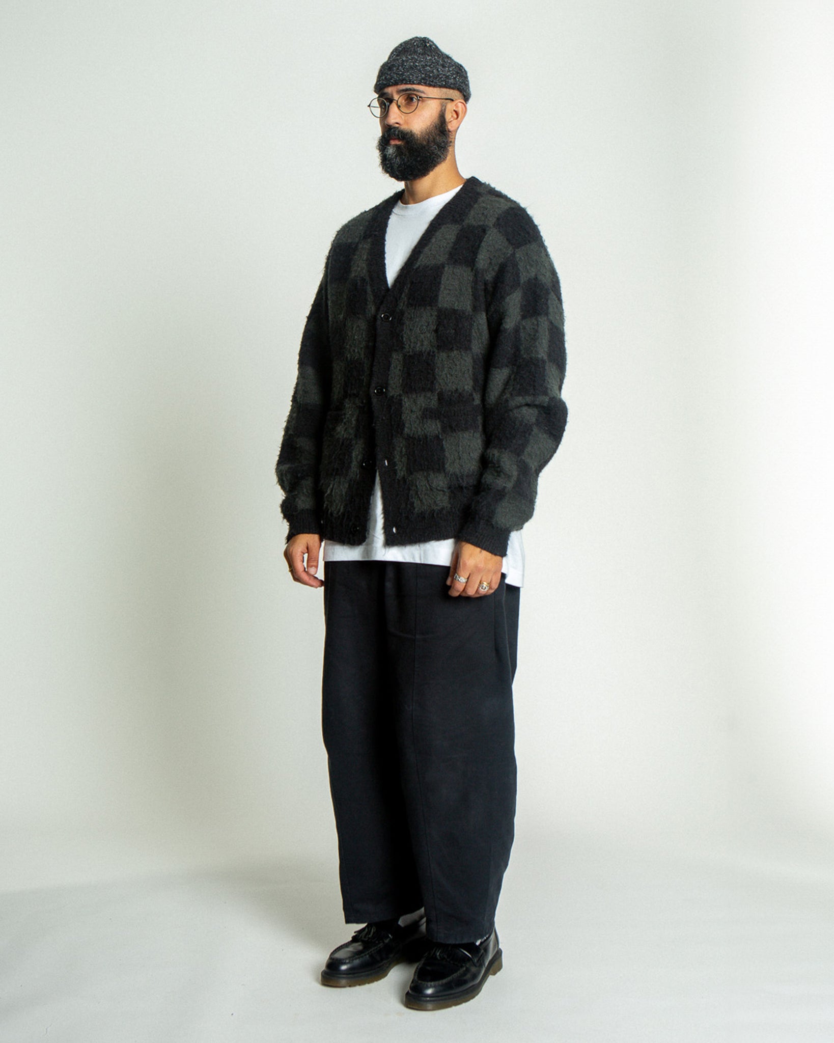 Checkers Mohair Cardigan - Black