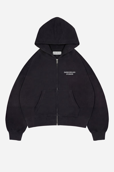25AW完売色　ENFOLD CIRCLE SOLID HOODIE Studio Zip Hoodie V2 - Black – DARKCIRCLE®