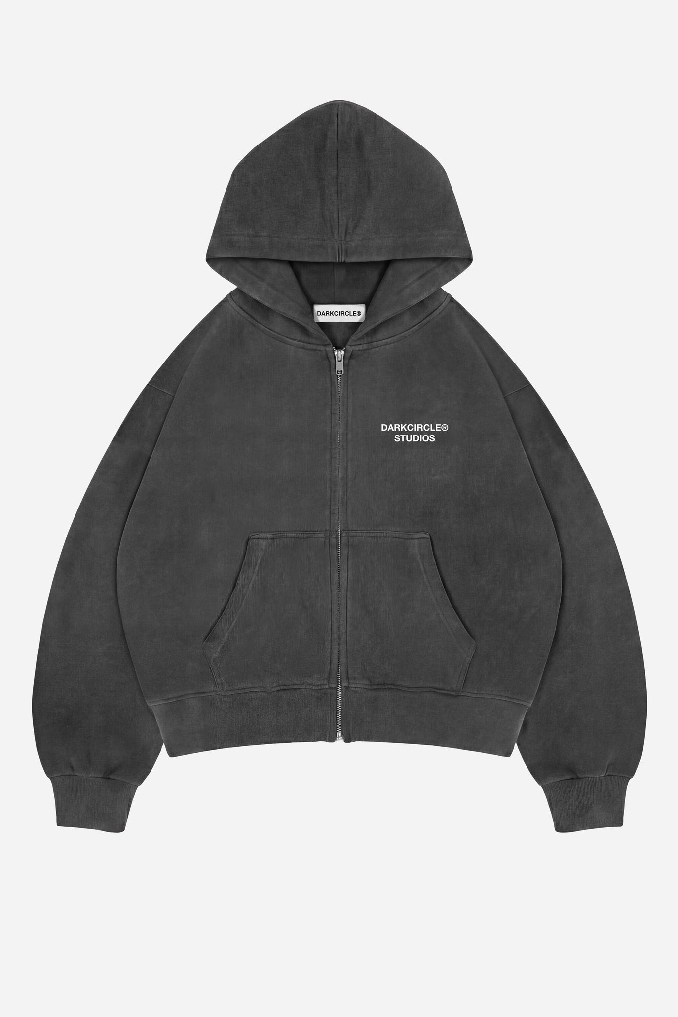 Studio Zip Hoodie V2 - Washed Charcoal – DARKCIRCLE®