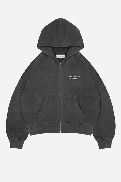 Studio Zip Hoodie V2 - Washed Charcoal – DARKCIRCLE®
