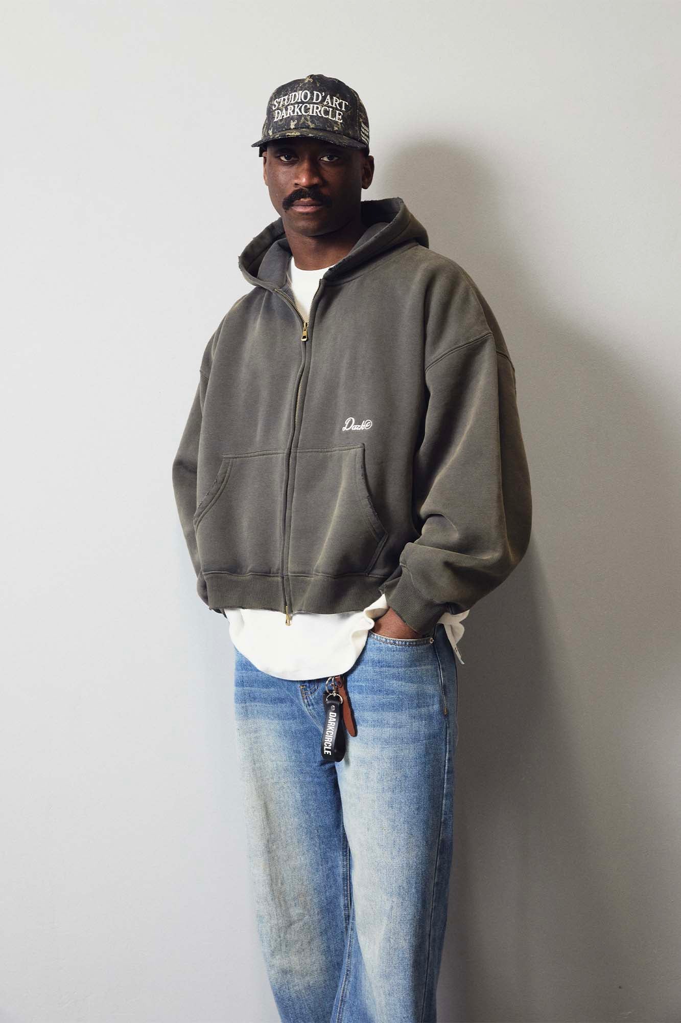 OLDMAN’STAILOR GARMENT DYE ZIP HOODIE Camiel Fortgens Zip Hoodie | Black Old Dye| Canoe Club
