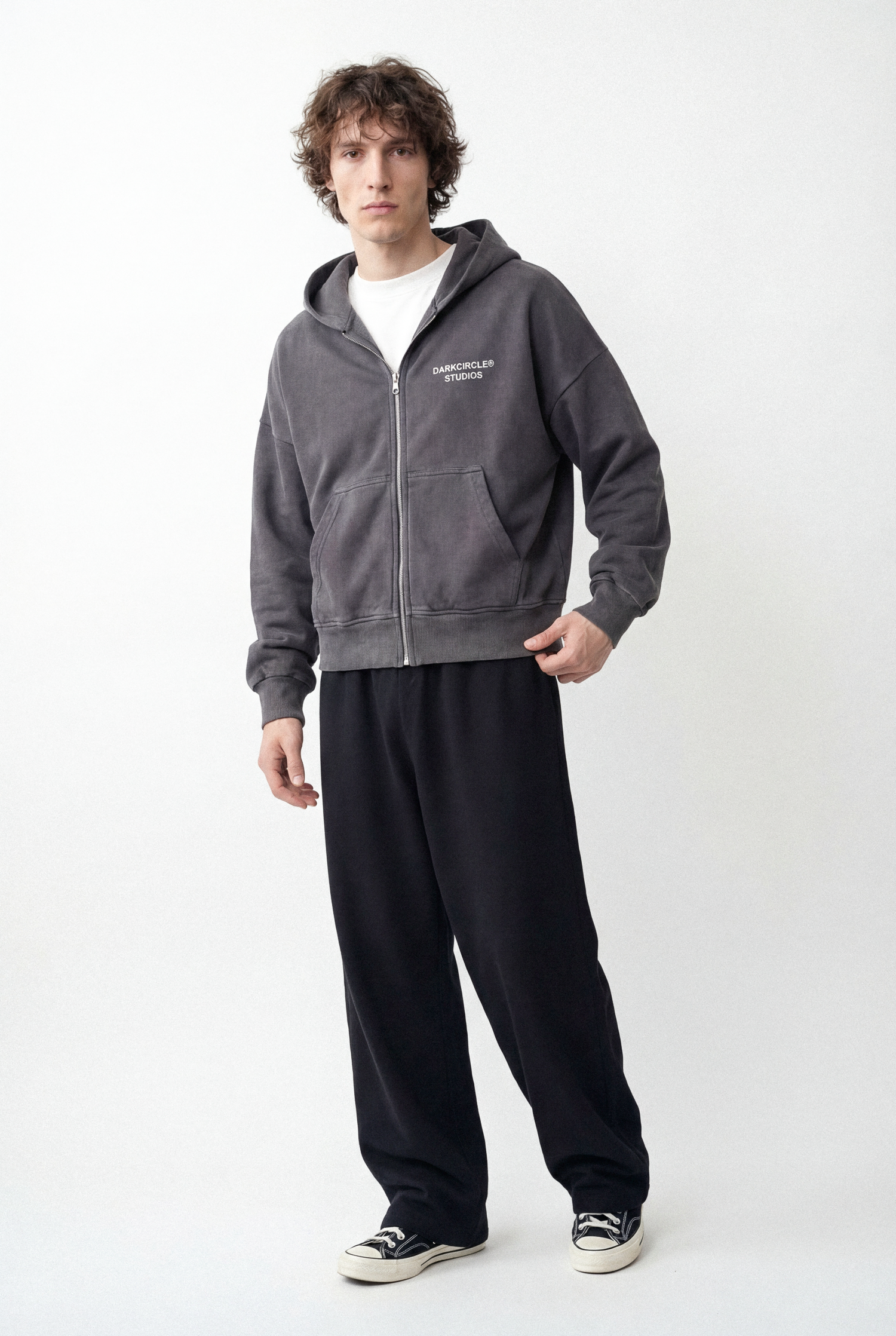 Studio Zip Hoodie V2 - Washed Charcoal – DARKCIRCLE®