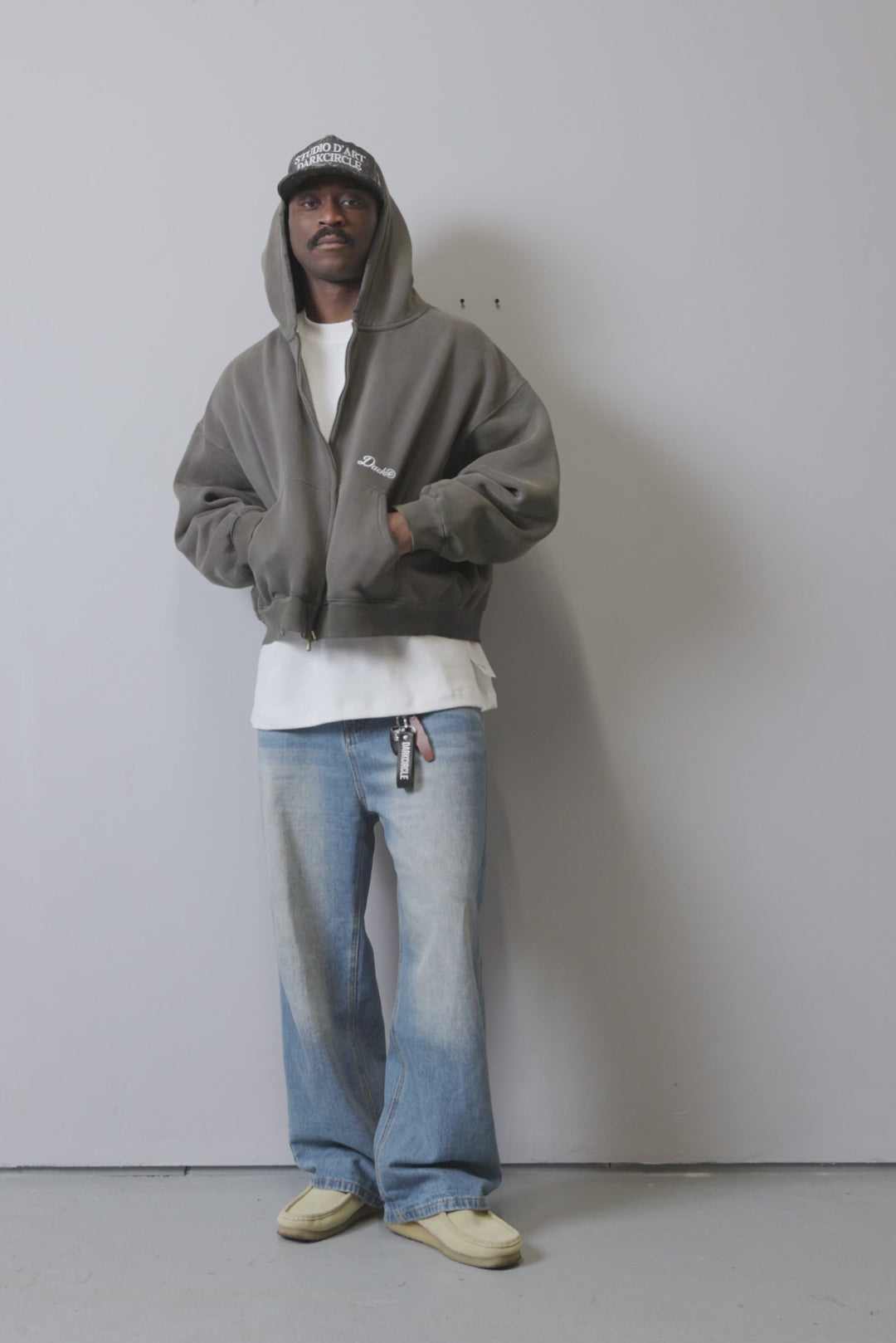 Boxed Crop Zip Hoodie - Vintage Charcoal – DARKCIRCLE®